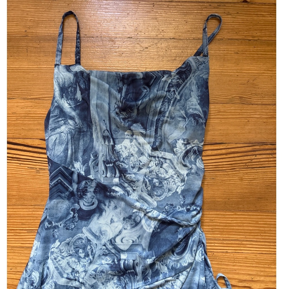 Almost Famous Dress Womens Blue Renaissance Mesh‎ Handkerchief SIZE L - Picture 3 of 7
